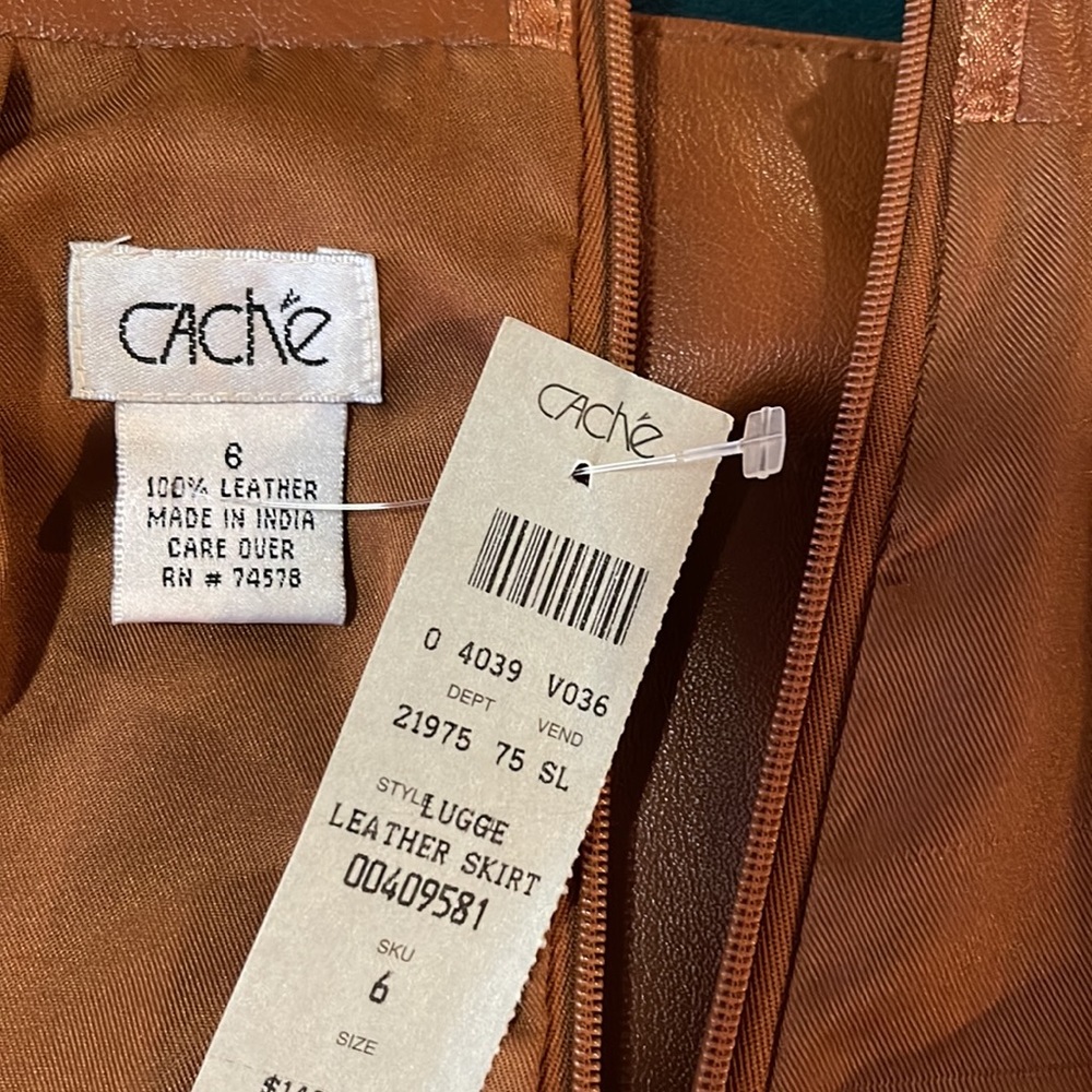 NWT Cache saddle leather skirt, size 6 - Picture 10 of 11